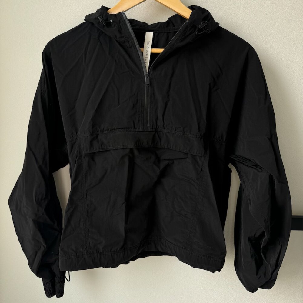 Aritzia Babaton Arrow Half-Zip Anorak Hooded Wind Breaker Jacket Black - XS